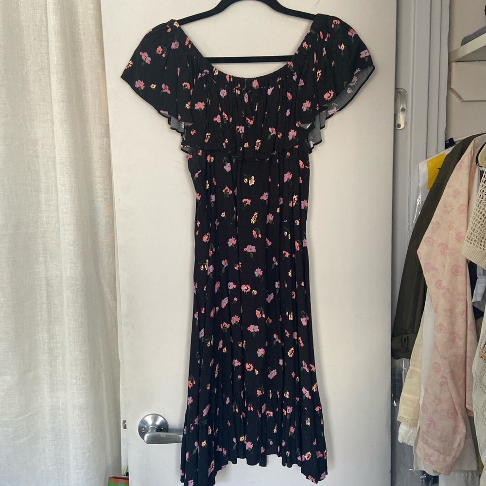 Jill Stuart black floral print dress